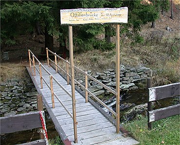 Privater Brückenschlag von Deutschland nach Tschechien: Ein Steg über den Grenzbach Natzschung. Foto: Peter Gollnik